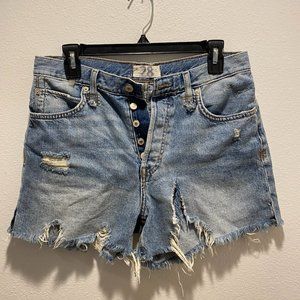 Free People Ripped Denim Jean Shorts- size 28